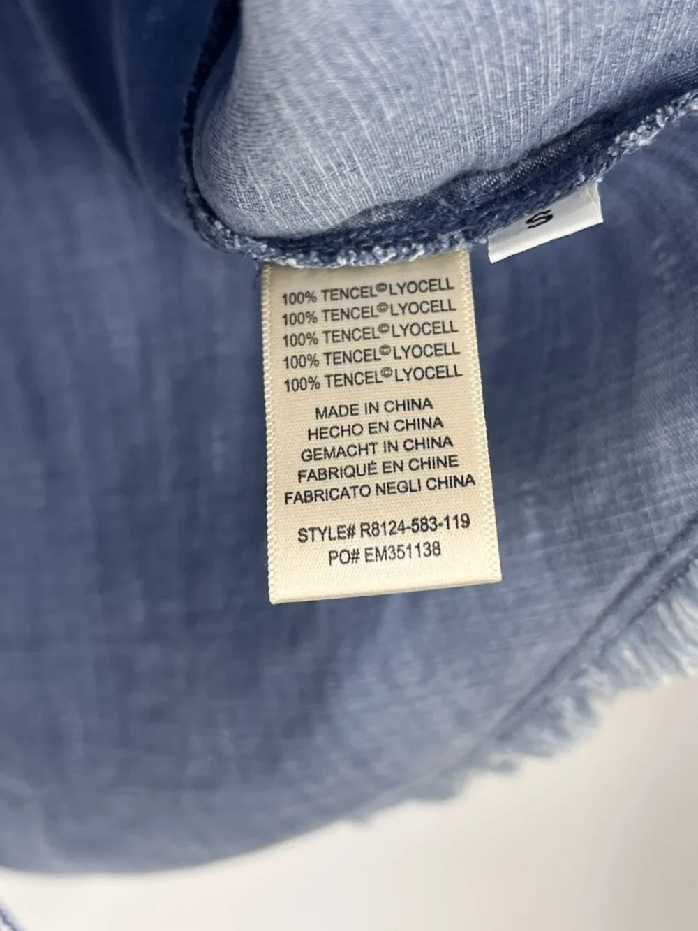 CLOTH + STONE Women's Light Denim Stitch Pattern Raw Hem Shirt Dress Small - Picture 4 of 6